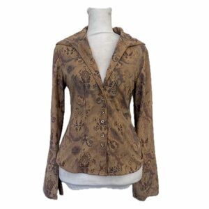 Women's Brown Floral Button Up